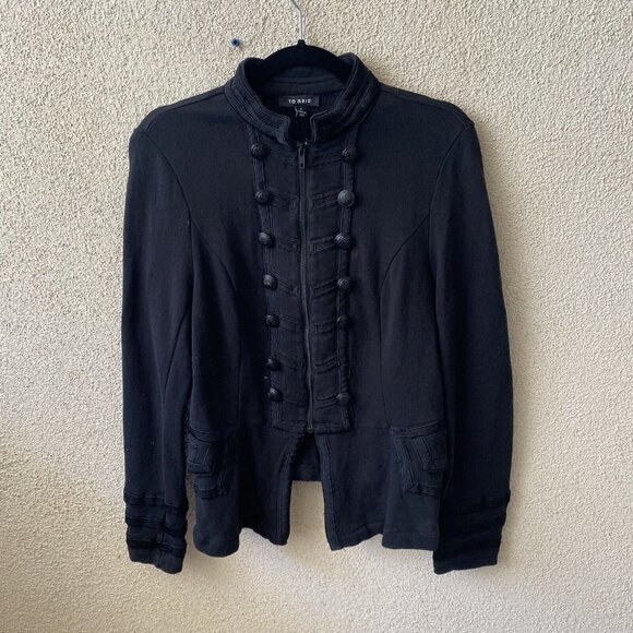 TORRID Womens Black Military Jacket Black Embellished Zip Front Size 0 - Picture 1 of 12